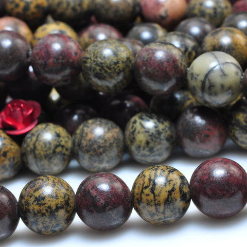 YesBeads Natural Artistic Jasper smooth round beads grass flower gemstone wholesale jewelry making