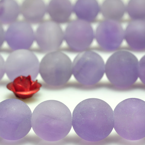 YesBeads natural purple Amethyst matte round loose beads wholesale gemstone jewelry15"