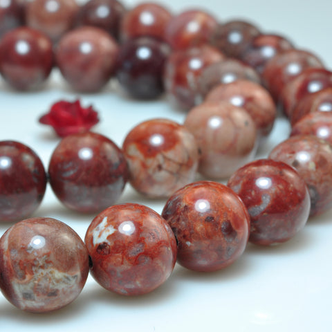 YesBeads Natural Pomergrabite Red Jasper smooth round beads gemstone wholeslae 15"