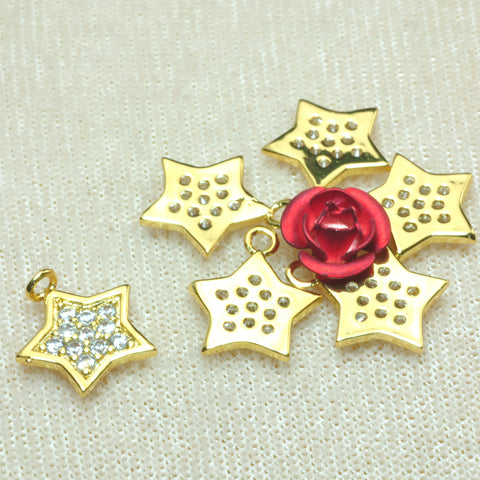 YesBeads Star charms gold plated CZ pave rhinestone copper spacer pendant beads wholesale findings