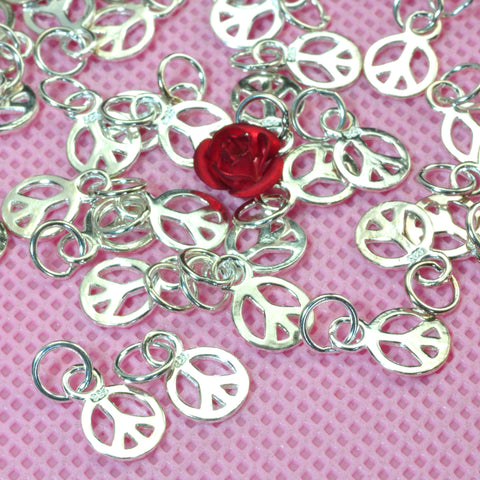 YesBeads 925 sterling silver Peace Sign charm pendant beads for earring wholesale jewelry findings