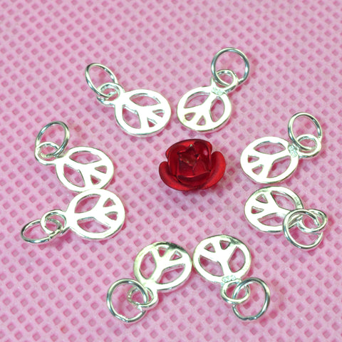 YesBeads 925 sterling silver Peace Sign charm pendant beads for earring wholesale jewelry findings