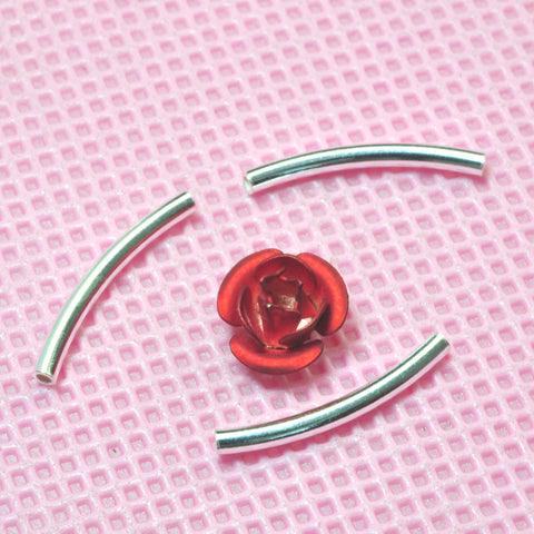 YesBeads 925 sterling silver curved tube smooth connector spacer beads wholesale jewelry findings