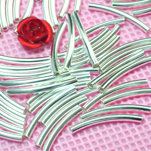 YesBeads 925 sterling silver curved tube smooth connector spacer beads wholesale jewelry findings