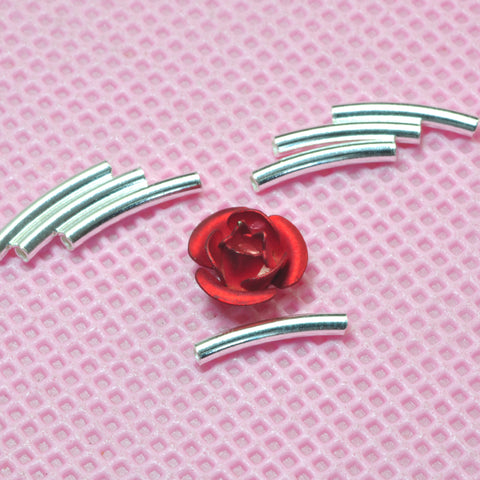 YesBeads 925 sterling silver curved tube smooth connector spacer beads wholesale jewelry findings