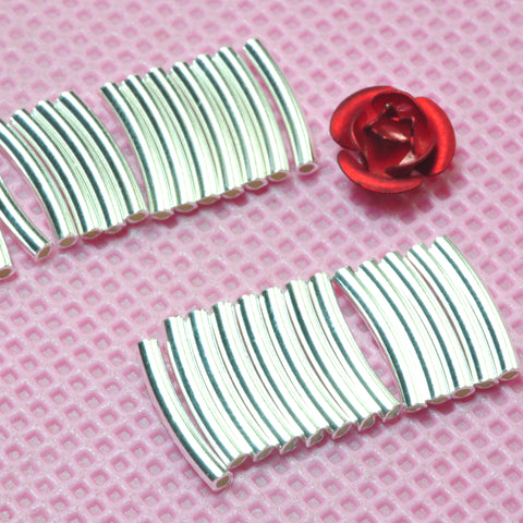 YesBeads 925 sterling silver curved tube smooth connector spacer beads wholesale jewelry findings