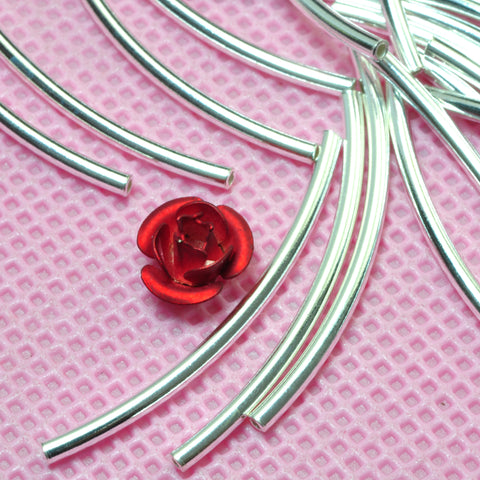 YesBeads 925 sterling silver curved tube smooth connector spacer beads wholesale jewelry findings