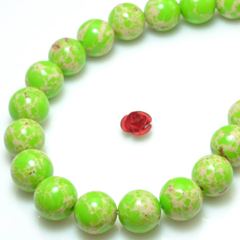 Green Imperial Jasper smooth round beads impression jasper stone wholesale 15"