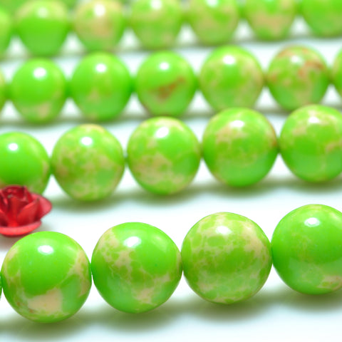 Green Imperial Jasper smooth round beads impression jasper stone wholesale 15"