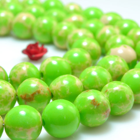 Green Imperial Jasper smooth round beads impression jasper stone wholesale 15"