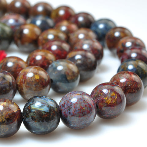YesBeads Natural Pietersite gemstone smooth round loose beads brown stone wholesale jewelry making bracelet design 15"
