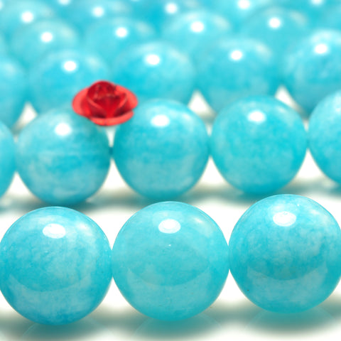 YesBeads Malaysia Jade gemstone smooth loose round beads blue jade stone wholesale jewelry making bracelet design 15"