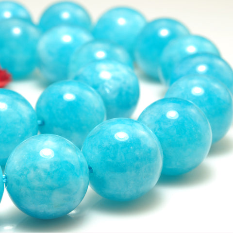 YesBeads Malaysia Jade gemstone smooth loose round beads blue jade stone wholesale jewelry making bracelet design 15"