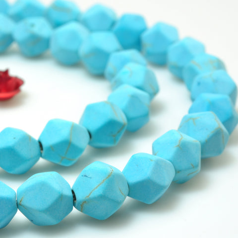 Blue Turquoise star cut faceted matte nugget beads gemstone wholesale jewelry making bracelect necklace diy