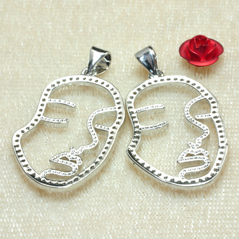YesBeads Face charms electroplated cz pave rhinestone copper spacer pendant beads wholesale findings