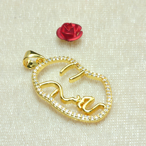 YesBeads Face charms electroplated cz pave rhinestone copper spacer pendant beads wholesale findings