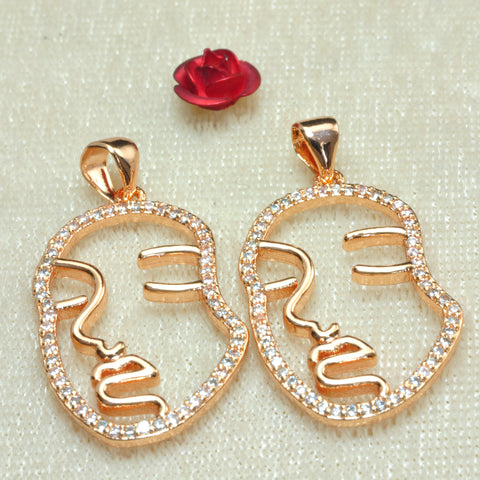 YesBeads Face charms electroplated cz pave rhinestone copper spacer pendant beads wholesale findings