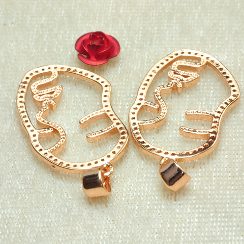 YesBeads Face charms electroplated cz pave rhinestone copper spacer pendant beads wholesale findings