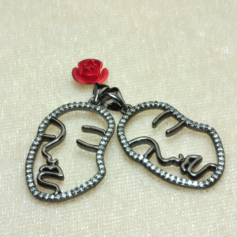 YesBeads Face charms electroplated cz pave rhinestone copper spacer pendant beads wholesale findings