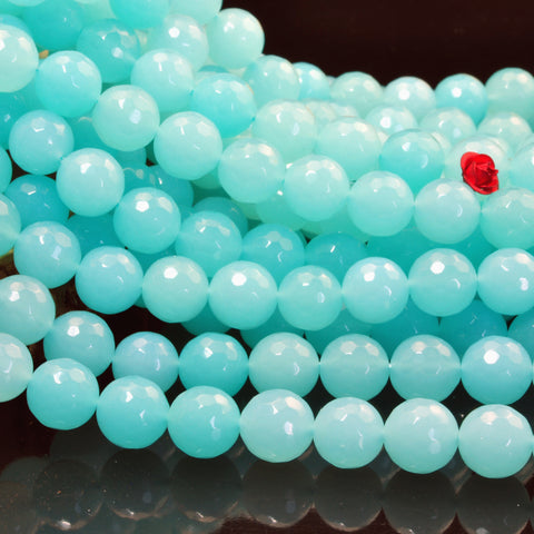 YesBeads Green Jade faceted round loose beads wholesale gemstone jewelry 15"