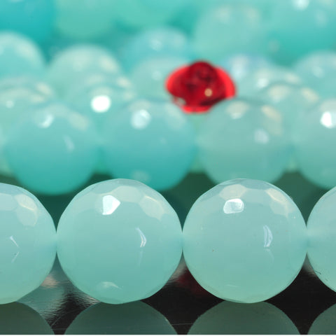 YesBeads Green Jade faceted round loose beads wholesale gemstone jewelry 15"