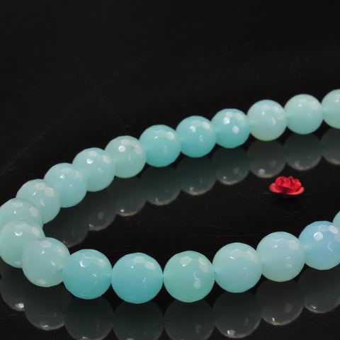 YesBeads Green Jade faceted round loose beads wholesale gemstone jewelry 15"