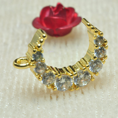 YesBeads Moon Charms gold plated CZ pave rhinestone copper spacer pendant beads wholesale findings
