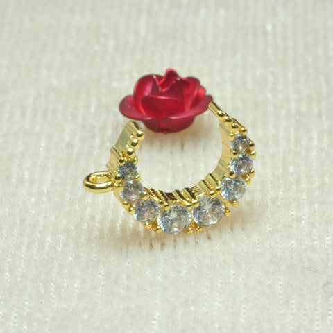 YesBeads Moon Charms gold plated CZ pave rhinestone copper spacer pendant beads wholesale findings