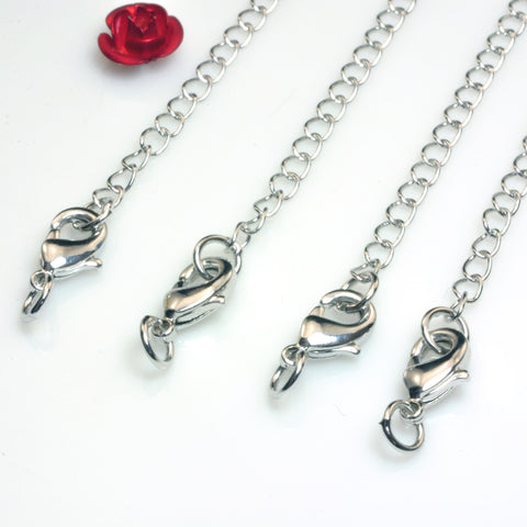 YesBeads Antique silver extender chain with lobster clasp copper adjustable chain wholesale findings