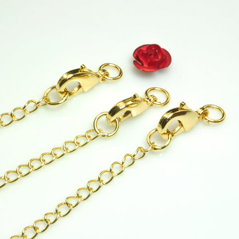 YesBeads Gold plated extender chain with lobster clasp copper adjustable chain wholesale findings