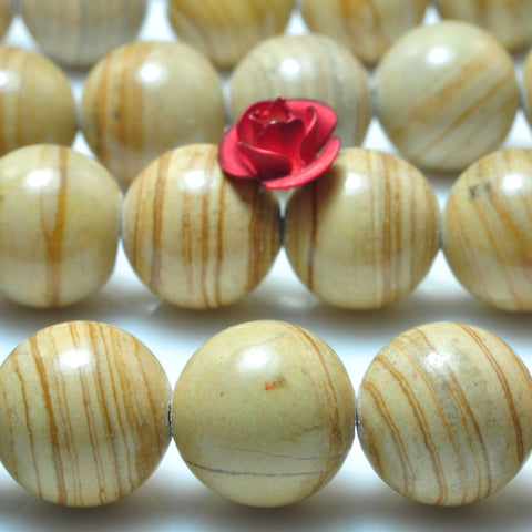 YesBeads Yellow Banded Jasper smooth round beads gemstone wholesale jewelry 15"