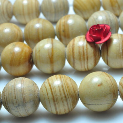YesBeads Yellow Banded Jasper smooth round beads gemstone wholesale jewelry 15"