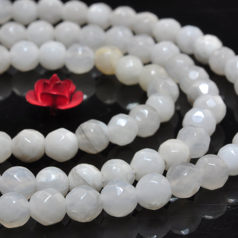 YesBeads Natural White Crazy Lace Agate faceted round beads gemstone 15"