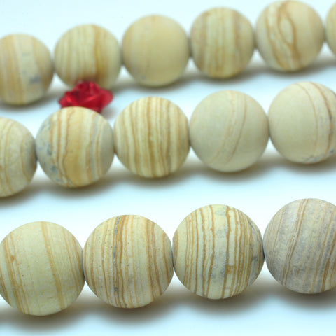 YesBeads Yellow Banded Jasper matte round beads gemstone wholesale jewelry 15"