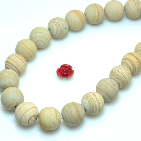 YesBeads Yellow Banded Jasper matte round beads gemstone wholesale jewelry 15"