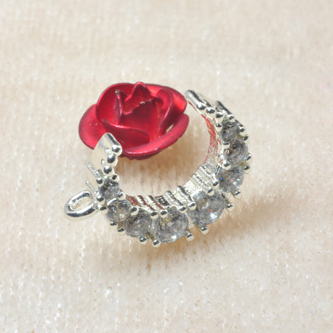 YesBeads Moon Charms antique silver plated CZ pave rhinestone copper spacer pendant beads wholesale findings