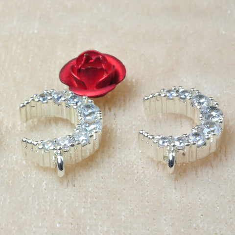 YesBeads Moon Charms antique silver plated CZ pave rhinestone copper spacer pendant beads wholesale findings
