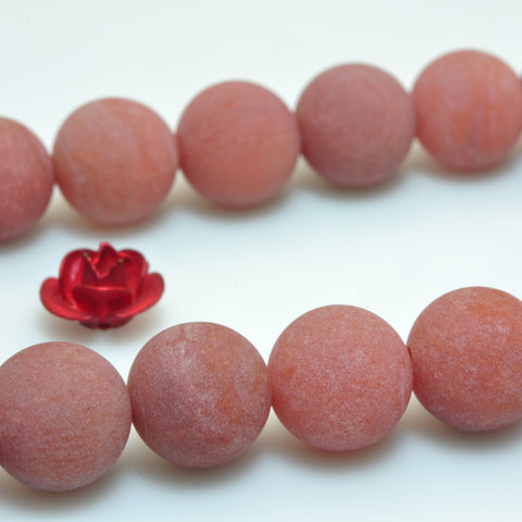 YesBeads Natural South Red Agate matte round beads gemstone wholesale jewelry making 15"