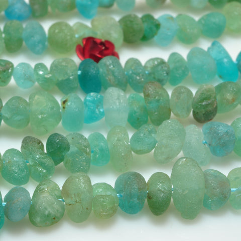 YesBeads Natural Raw Apatite matte nugget pebble chip beads blue apatite gemstone wholesale jewelry making 15"