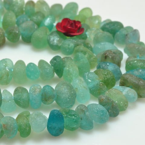 YesBeads Natural Raw Apatite matte nugget pebble chip beads blue apatite gemstone wholesale jewelry making 15"