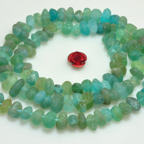 YesBeads Natural Raw Apatite matte nugget pebble chip beads blue apatite gemstone wholesale jewelry making 15"