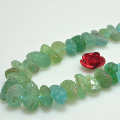 YesBeads Natural Raw Apatite matte nugget pebble chip beads blue apatite gemstone wholesale jewelry making 15"