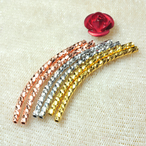 YesBeads 50pcs Copper Curved Tubes electroplated carved connector spacer beads wholesale jewelry findings