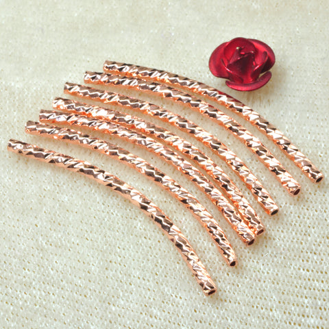 YesBeads 50pcs Copper Curved Tubes electroplated carved connector spacer beads wholesale jewelry findings