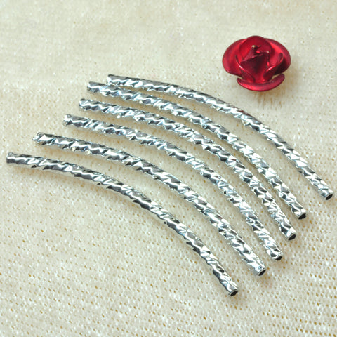 YesBeads 50pcs Copper Curved Tubes electroplated carved connector spacer beads wholesale jewelry findings