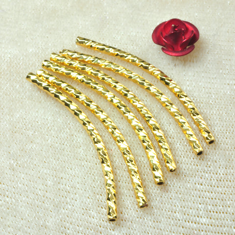 YesBeads 50pcs Copper Curved Tubes electroplated carved connector spacer beads wholesale jewelry findings
