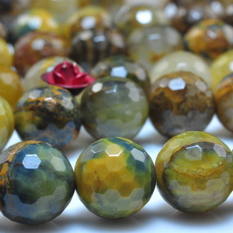 YesBeads Natural Golden Pietersite gemstone faceted round beads wholesale 15"
