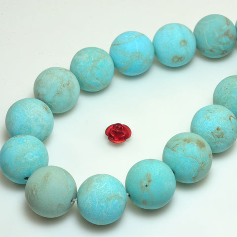 YesBeads Blue Turquoise matte round beads gemstone wholesale jewelry 15"
