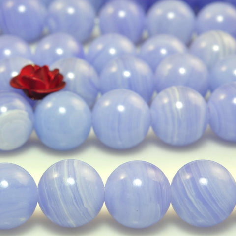 YesBeads Blue Lace Agate smooth round Synthetic beads wholesale 4mm to 12mm 15"