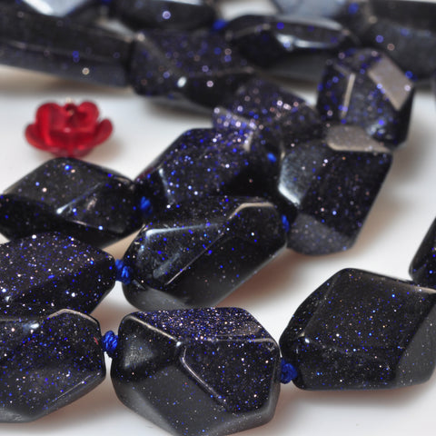 YesBeads Blue Sandstone Goldstone faceted nugget beads gemstone gemstone 16"